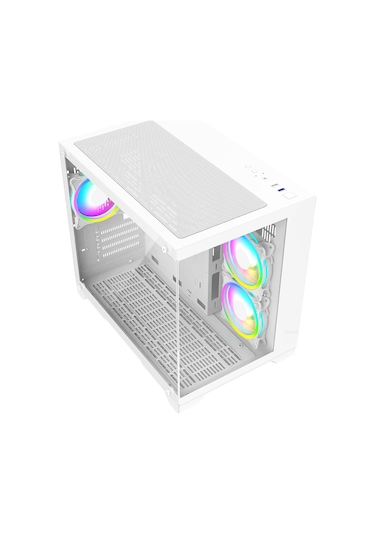 Revenge Nova 3 RGB Fanlı Temperli Cam Boş Panel M-ATX Oyuncu Bilgisayar Kasası Beyaz