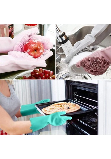 Sihirli Silikon Bulaşık Eldiveni Dayanıklı Yumuşak Kaliteli Silikon 1 Adet Gri