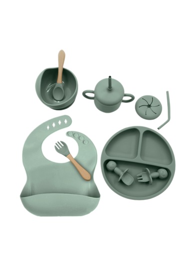 Çocuk 10 Parçalı Silikon Sofra Takımı-yeşil Yeşil