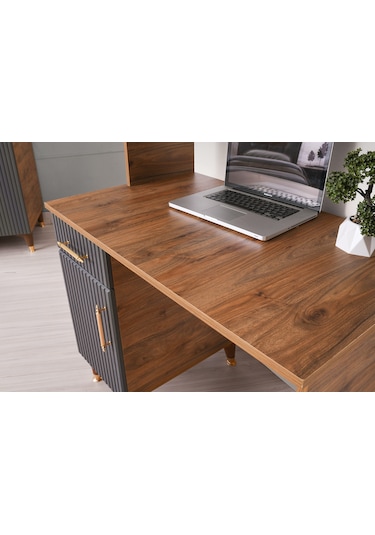 Asos Mdf Çalışma Masası Antrasit  -  Ceviz