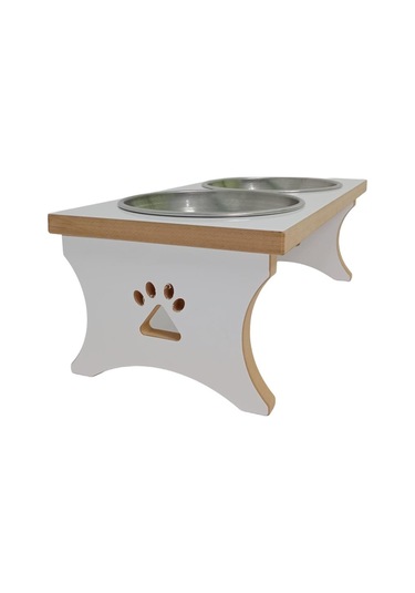 Realwood Ahşap Çelik Kaseli Küçük Orta Büyük Irk Köpek Mama ve Su Kabı 1 L