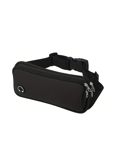 Elmpaly 1 Adet Siyah Koşu Kemeri, Fitness Koşu Bel Çantası, Erkek Ve Kadın İçin Çift Cep Siyah