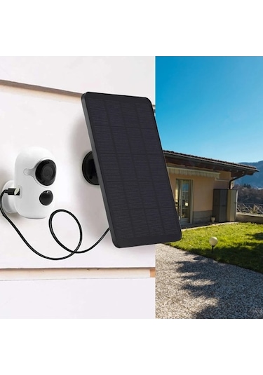 Trendooze Güvenlik Kamerası İçin 10w Güneş Paneli, 5v Şarj Edilebilir Akü, Siyah Dc Giriş