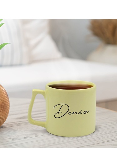 Bk Gift Kişiye Özel İsimli Pastel Sarı Middle Kupa Bardak, Arkadaşa Hediye, Ev Hediyesi, Doğum Günü Hediyesi, Ofis Hediyesi-7 Kobitmeyencom30071 Bk Gi