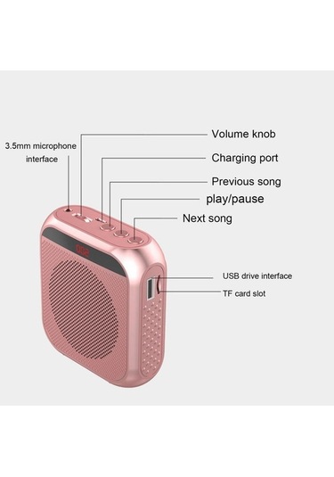 Lemestar Öğretmen Rehber İçin Bel Bağlı Taşınabilir Hoparlör - Çağırma Sistemi Gül Altın Rengi