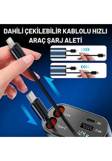 Embatech 66wdahili Kablolutype-c+lightning Hızlı Araç Şarj Cihazı