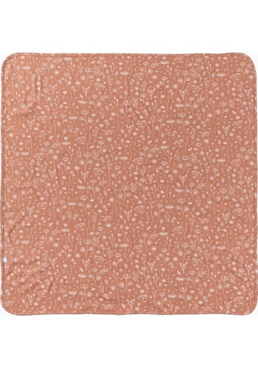 Boumini 85X85 Cm Pamuklu Çift Katlı Bebek Battaniyesi Bahar Çiçekli Kiremit - Kiremit