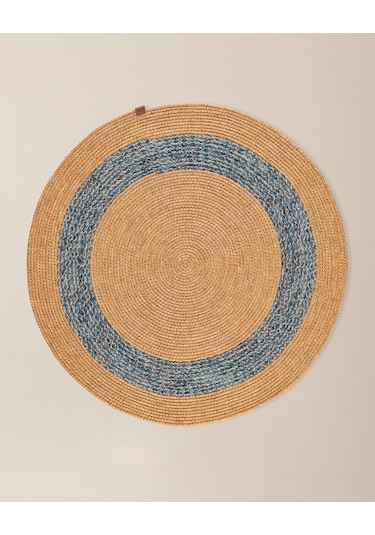 Madame Coco Vernal Yuvarlak Kilim - Naturel/mavi - 100 Cm 8684427222683 Çok Renkli