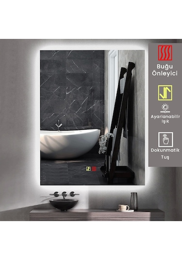 60x80 H Cm Buğu Çözücülü Dokunmatik Işıklı Ledli Banyo Aynası
