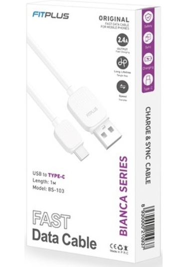 Fitplus Bianca Bs-103 Type-C Data/Şarj Kablosu 2.4A 1Mt - Beyaz