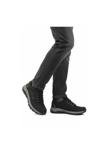 Siyah Hakiki Deri Kaymaz Su İtici Erkek Outdoor Ayakkabı 2343 M Siyah
