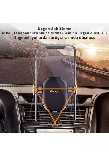 Essager Süper Güçlü Vantuzlu Torpido Üstü Araç İçi Telefon Tutucu Kilit Mekanızmalı Araç Tutucu