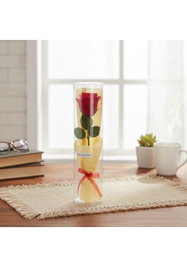 Şeffaf Silindir Kutulu Gül - Öğretmenler Günü Hediyesi