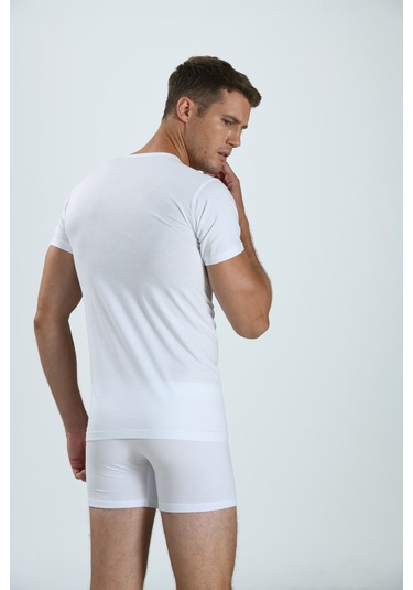 Erkek 104  Sıfır Yaka Kısa Kol T-Shirt Atlet BEYAZ