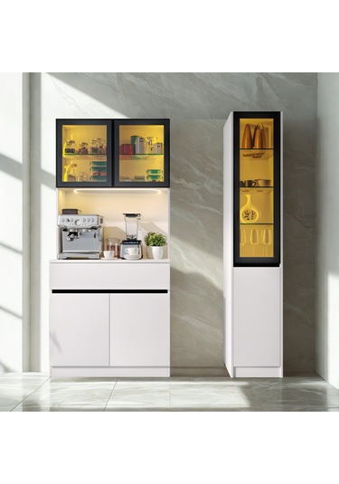 Lumıa Mıdı Sağ Vitrinli Led Li Modüler Kahve Köşesi Mat Beyaz Mdf Kahve Dolabı, Siyah Füme Cam Vitrinli, Büyük Boy Premium Kahve Istasyonu, Geniş Depolama Alanı Lumıa Mıdı Sağ Vitrinli Led Li Modüler Kahve Köşesi Mat Beyaz Mdf Kahve Dolabı, Siyah Füme Cam Vitrinli, Büyük Boy Premium Kahve Istasyonu, Geniş Depolama Alanı