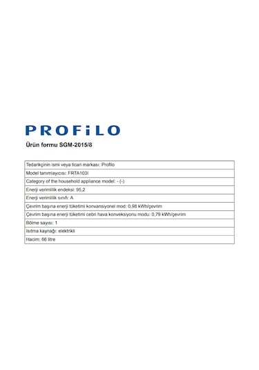 Profilo FRTA103I 66 LT Ankastre Fırın