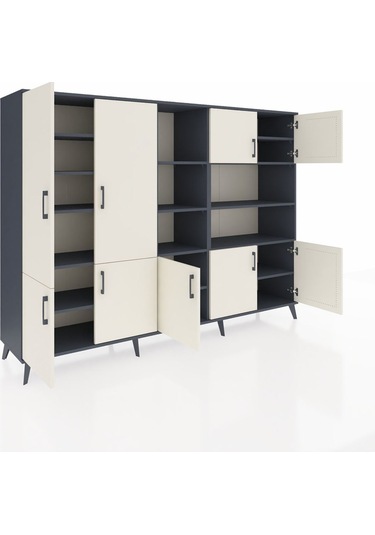 Hyperion Dolap 14 Raflı 9 Kapaklı 220x44x163 Antrasit-aytaşı/antr Antrasit-aytaşı/antrasit