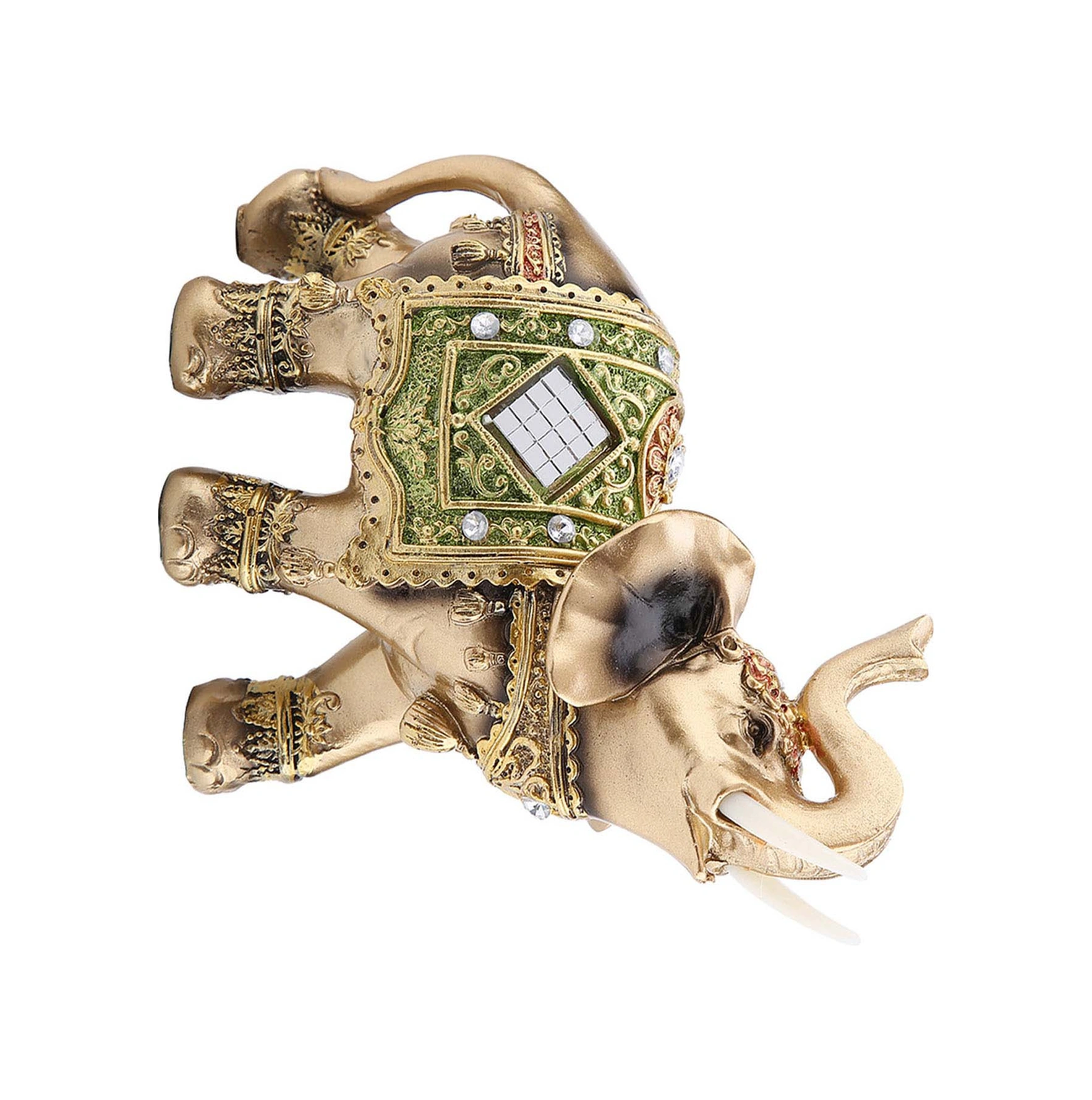 Konesam Yeşil Orta Boy Feng Shui Zenginlik Ve Şans Getiren Resin Fantezi Fil Heykeli - Ev Ofis Dekorasyonu Hediyelik Sanat Eseri