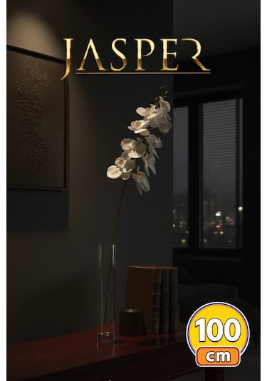 Jasper 1 Adet Yapay Islak Orkide Çiçeği Lüx Beyaz 100 Cm Ysr-106 Beyaz