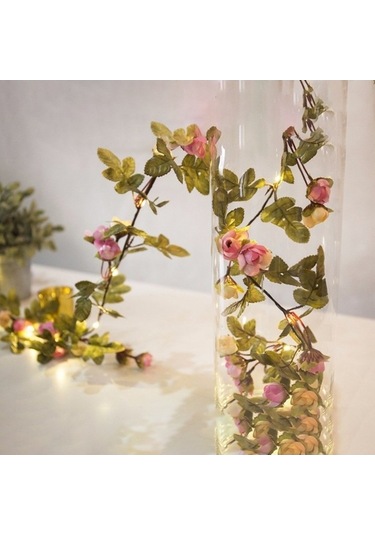 Dancemonkey Dekoratif Yapay Çiçekli Asma Led Dize Peri Işıkları 545872499 , Gölgeli Peri Işıkları 1 Adet Polisilikon 2v