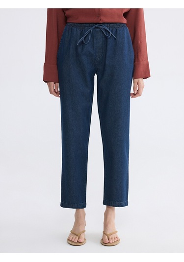 Lcwaıkıkı Classic İndigo Beli Lastikli Carrot Fit Kadın Jean Pantolon