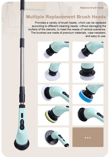 Yaozixa Elektrikli Çok İşlevli Temizleme Fırçası Ev Mutfak Banyo Cam Temizleme Fırçası Uzun Ve Kısa Çift Amaçlı Fırça El