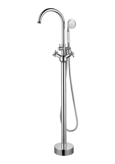 İsaoğlu Yapı Küvet Bataryası Jakuzi Musluğu Gümüş Renk Pirinç Malzeme Vintage Tasarım Batarya Gümüş