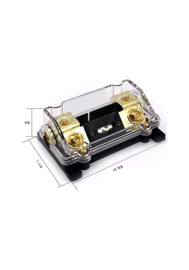 Fortunelane Araba Stereo Amplifikatör Subwoofer Sigorta Astarı 0/4 Gösterge Sline Anl Sigorta Tutucu Altın Seri + 200a Anl Sigort