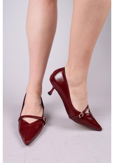 Cortez V Dekolteli Biyeli Stiletto Bordo-8351 Bordo