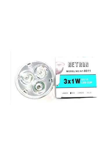 3W Gu10 Beyaz Kasa Çanak Led Ampul Kırmızı