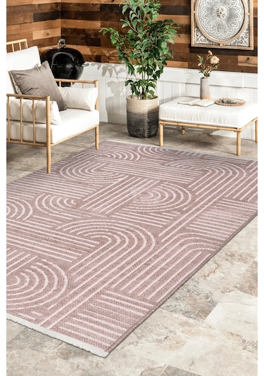 Revna Bej Kahverengi Yıkanabilir Halı Kaydırmaz Pamuk Dokuma Salon Mutfak Koridor İçin Kahverengi