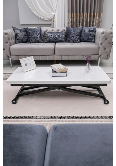 Home Üst Tabla Mdf Beyaz Oval Köşe Alt Ayak Siyah