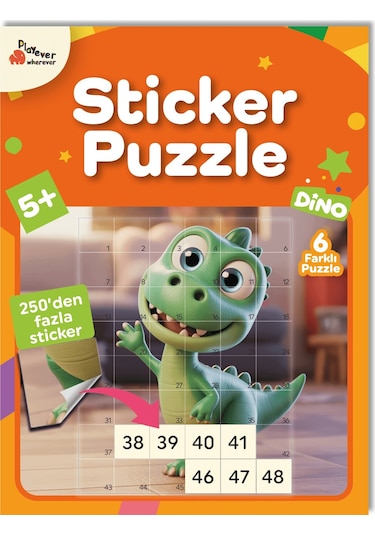 Playever Sticker Puzzle - Dino, Çıkartmalı Yapboz Etkinlik Kitabı