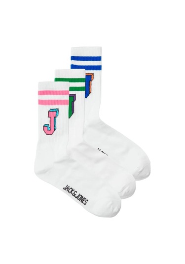 Jack & Jones 12251466 Jacsingle J Tennis Socks 3 Pack Beyaz 001
