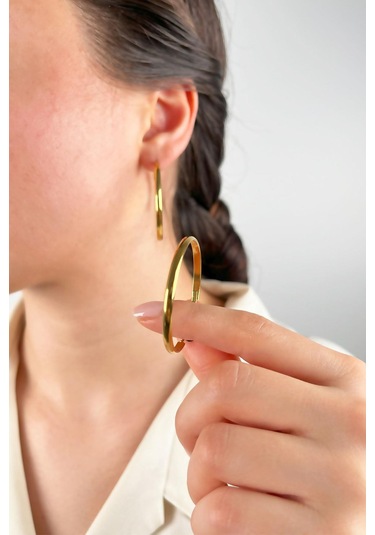 Çelik Halka Küpe 4cm - Gold çok renkli