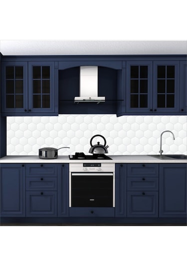 Mutfak Tezgah Arası Kendinden Yapışkanlı Folyo Kaplama Beyaz Fayans Taş Desen 60cmx100cm