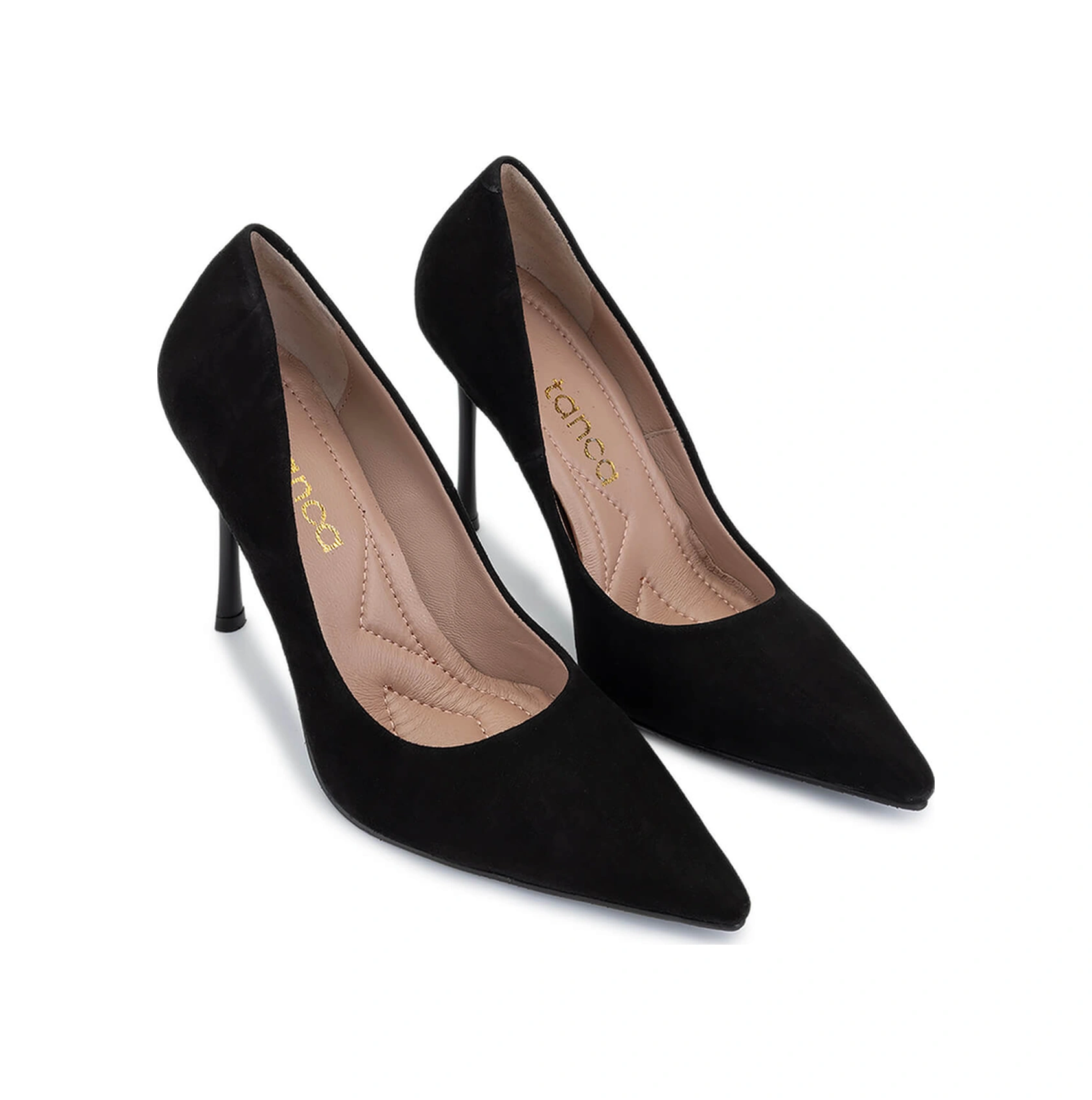 Tamer Tanca Kadın Hakiki Deri Siyah Süet Topuklu Ayakkabı 1129 109 Bn Ayk Sk25-26 Sıyah Suet Siyah Süet