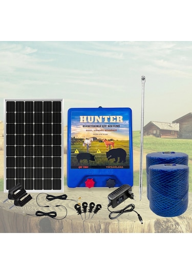 Hunter Ekonomik 1000mt Domuz - Ayı Kovucu Elektrikli Çit Sistemi Adaptörlü