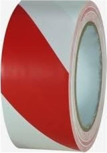 Yer Işaretleme Bandı Pvc 50Mm X 30M Kırmızı Beyaz Renk