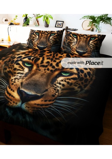 Özel Tasarım Çift Kişilik Nevresim Takımı 240x260 Cm Pamuk Saten3 Sarı - Siyah