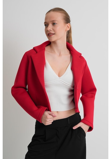 Alexander Gardi Alexandergardı Astarsız Crop Blazer Ceket Kırmızı