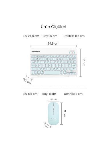 Tablet Ve Telefonlar İçin Bluetooth - Wireless Klavye Ve Mouse Set - Siyah Diğer