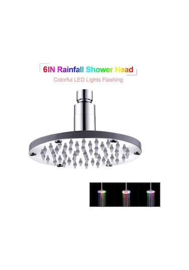 Ulzyvf Renkli Led Işıklı 6 İnç Yağmur Duş Başlığı - Su Sıcaklığıyla Renk Değiştirir Diğer