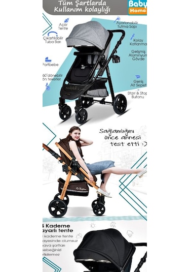Baby Home 8 In 1 Ekonomi Paket 1010 Travel Sistem Bebek Arabası 505 Bebek Sepeti Anne Yanı Beşik Mama Sandalyesi