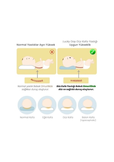 Lucky Day Bebek Düz Kafa Yastığı Gri