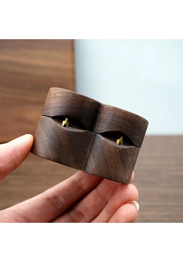 Kangvka Kahverengi Ahşap Kalp Kutu, Beyaz Kadife İç, İki Yerinli Yüzük Kutusu, Hediye Veya Kişisel Depolama, Rb513-c2 Çok Renkli