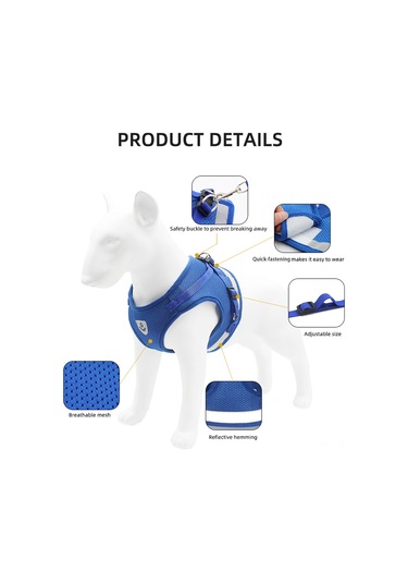 Geeroyoo Küçük Köpekler İçin Havalandırmalı Gece Yürüyüş Yeleği Ve Tasma Seti - Siyah S Bl-844 Siyah