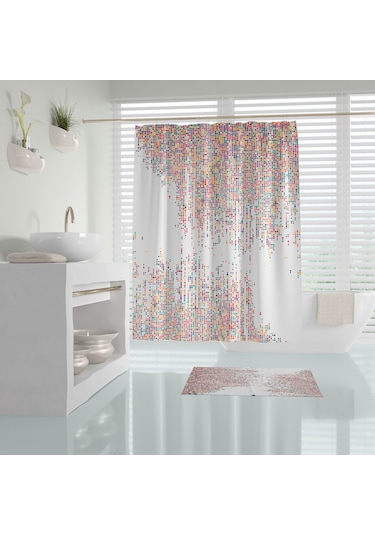 Zethome Tropik Dotted Banyo Duş Perdesi Tek Kanat 180X200 Çok Renkli