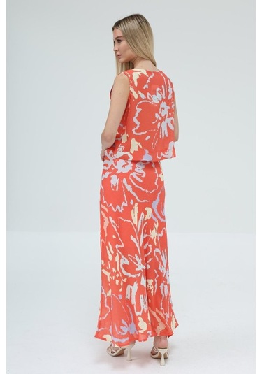 Gülsüm Aydın Bağcıklı Bluzlu Etek Takım - Kırmızı Kırmızı