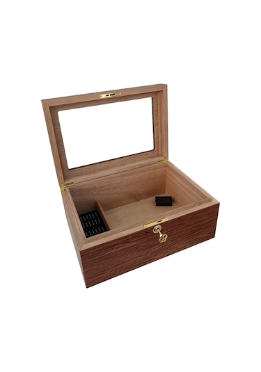 Falconetti Sedir Ağacı Camlı Humidor Puro Kutusu Rb98